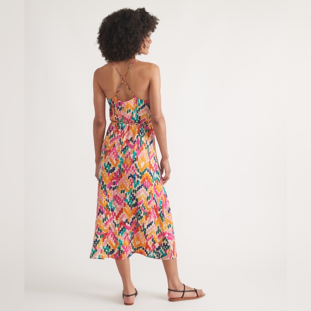 NWT - Marine Layer Tencel Bright Multicolor Archive Emma Wrap Midi Dress-Size XL - Picture 5 of 16